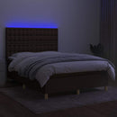 vidaXL barna szövet rugós és LED-es ágy matraccal 140x190 cm