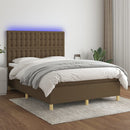 vidaXL barna szövet rugós és LED-es ágy matraccal 140x190 cm