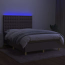 vidaXL tópszínű szövet rugós és LED-es ágy matraccal 140x190cm