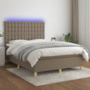 vidaXL tópszínű szövet rugós és LED-es ágy matraccal 140x190cm