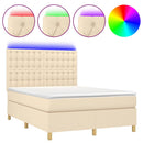 vidaXL krémszínű szövet rugós és LED-es ágy matraccal 140x190cm