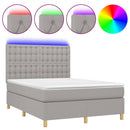 vidaXL világosszürke szövet rugós és LED-es ágy matraccal 140x200 cm