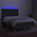 vidaXL sötétszürke szövet rugós és LED-es ágy matraccal 140x200 cm