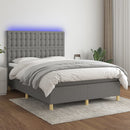 vidaXL sötétszürke szövet rugós és LED-es ágy matraccal 140x200 cm
