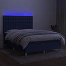 vidaXL kék szövet rugós és LED-es ágy matraccal 140x200 cm