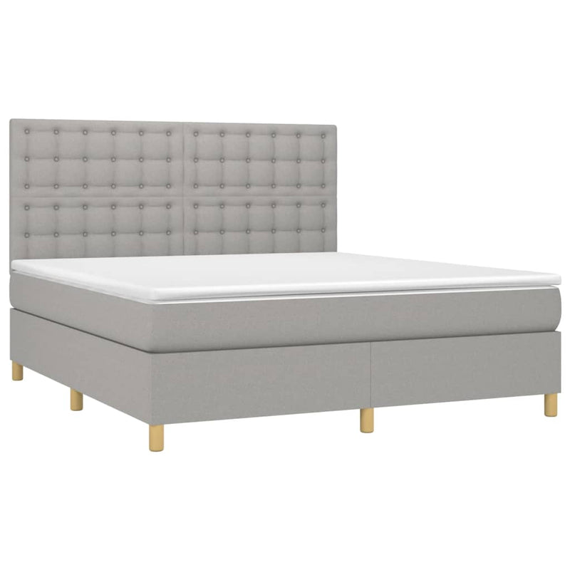vidaXL világosszürke szövet rugós és LED-es ágy matraccal 160x200 cm