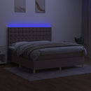 vidaXL tópszínű szövet rugós és LED-es ágy matraccal 160x200 cm