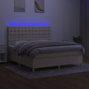 vidaXL krémszínű szövet rugós és LED-es ágy matraccal 160x200 cm