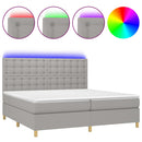 vidaXL világosszürke szövet rugós és LED-es ágy matraccal 200x200 cm