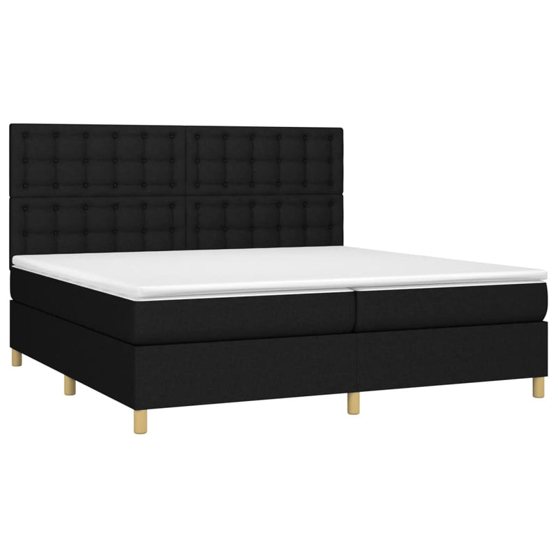 vidaXL fekete szövet rugós és LED-es ágy matraccal 200x200 cm