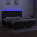 vidaXL fekete szövet rugós és LED-es ágy matraccal 200x200 cm