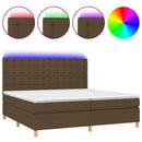 vidaXL barna szövet rugós és LED-es ágy matraccal 200x200 cm