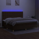 vidaXL barna szövet rugós és LED-es ágy matraccal 200x200 cm