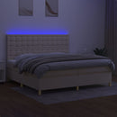 vidaXL krémszínű szövet rugós és LED-es ágy matraccal 200 x 200 cm