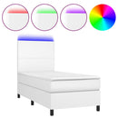 vidaXL fehér műbőr rugós ágy matraccal és LED-del 90x190 cm