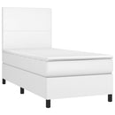vidaXL fehér műbőr rugós ágy matraccal és LED-del 90x190 cm