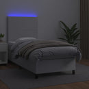 vidaXL fehér műbőr rugós ágy matraccal és LED-del 90x190 cm