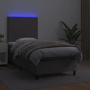 vidaXL szürke műbőr rugós ágy matraccal és LED-del 90x190 cm