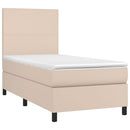 vidaXL cappuccino színű műbőr rugós ágy matraccal és LED-del 90x190 cm