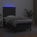 vidaXL fekete műbőr rugós ágy matraccal és LED-del 90x200 cm