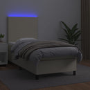 vidaXL krémszínű műbőr rugós ágy matraccal és LED-del 90x200 cm