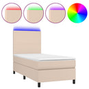 vidaXL cappuccino színű műbőr rugós ágy matraccal és LED-del 100x200cm