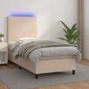 vidaXL cappuccino színű műbőr rugós ágy matraccal és LED-del 100x200cm