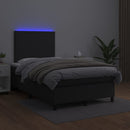 vidaXL fekete műbőr rugós ágy matraccal és LED-del 120x200 cm
