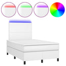 vidaXL fehér műbőr rugós ágy matraccal és LED-del 120x200 cm