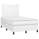 vidaXL fehér műbőr rugós ágy matraccal és LED-del 120x200 cm