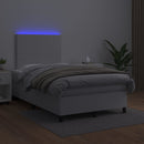 vidaXL fehér műbőr rugós ágy matraccal és LED-del 120x200 cm