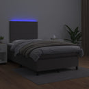 vidaXL szürke műbőr rugós ágy matraccal és LED-del 120x200 cm