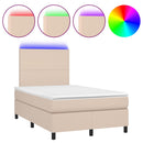 vidaXL cappuccino színű műbőr rugós ágy matraccal és LED-del 120x200cm