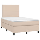 vidaXL cappuccino színű műbőr rugós ágy matraccal és LED-del 120x200cm