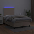vidaXL cappuccino színű műbőr rugós ágy matraccal és LED-del 120x200cm