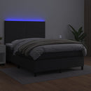 vidaXL fekete műbőr rugós ágy matraccal és LED-del 140 x 190 cm