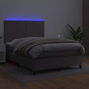 vidaXL szürke műbőr rugós ágy matraccal és LED-del 140x190 cm