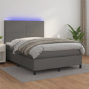 vidaXL szürke műbőr rugós ágy matraccal és LED-del 140x190 cm
