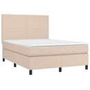 vidaXL cappuccino színű műbőr rugós ágy matraccal és LED-del 140x190cm