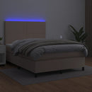 vidaXL cappuccino színű műbőr rugós ágy matraccal és LED-del 140x190cm