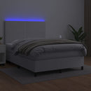 vidaXL fehér műbőr rugós ágy matraccal és LED-del 140x200 cm