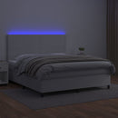 vidaXL fehér műbőr rugós ágy matraccal és LED-del 160x200 cm