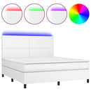 vidaXL fehér műbőr rugós ágy matraccal és LED-del 180x200 cm
