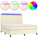 vidaXL krémszínű műbőr rugós ágy matraccal és LED-del 180x200 cm