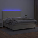 vidaXL krémszínű műbőr rugós ágy matraccal és LED-del 180x200 cm