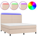 vidaXL cappuccino színű műbőr rugós ágy matraccal és LED-del 180x200cm
