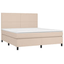 vidaXL cappuccino színű műbőr rugós ágy matraccal és LED-del 180x200cm