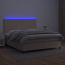 vidaXL cappuccino színű műbőr rugós ágy matraccal és LED-del 180x200cm