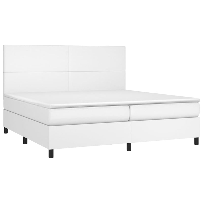 vidaXL fehér műbőr rugós ágy matraccal és LED-del 200x200 cm