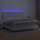 vidaXL fehér műbőr rugós ágy matraccal és LED-del 200x200 cm